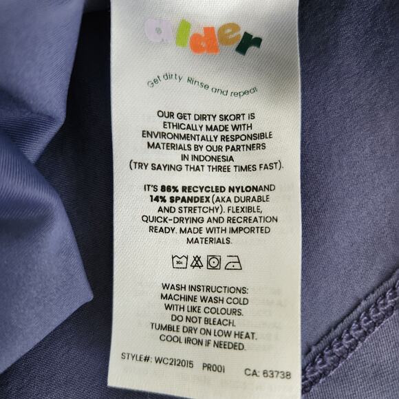 Alder Apparel Get Dirty Skort Athletic Performance Adventure Skirt Blue, L - Picture 10 of 10